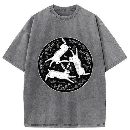 Tokyo-Tiger Three Hares Triple Rabbits Washed T-Shirt