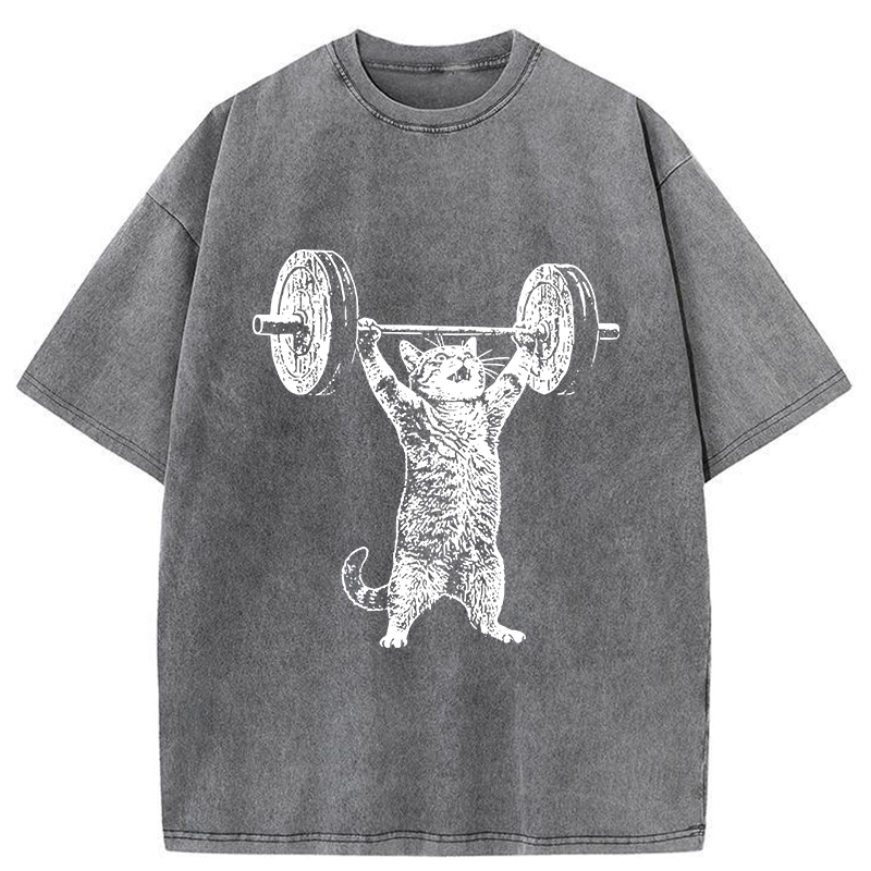 Tokyo-Tiger Kitten Workout Gym Funny Washed T-Shirt