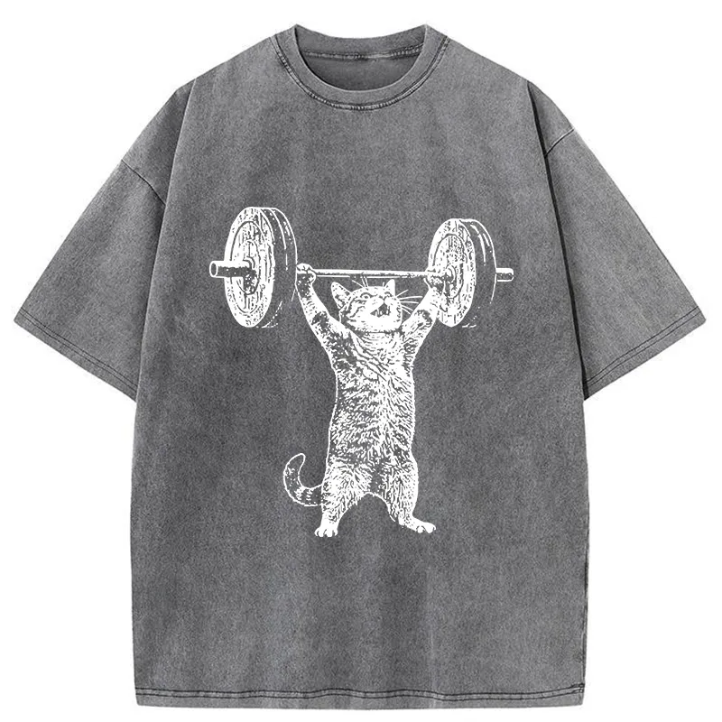 Tokyo-Tiger Kitten Workout Gym Funny Washed T-Shirt