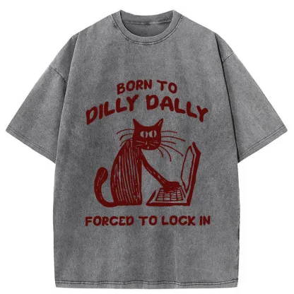 Tokyo-Tiger Born to Dilly Dally Cat Washed T-Shirt