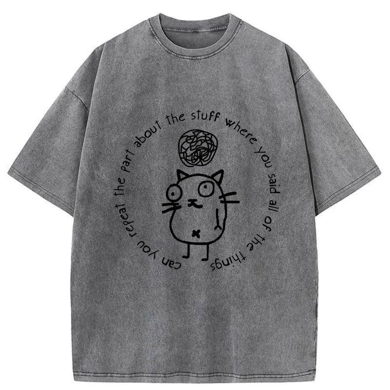 Tokyo-Tiger ADHD Cat Funny Meme Washed T-Shirt