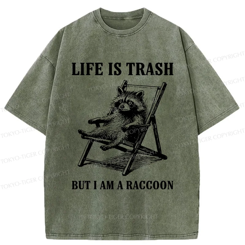 Tokyo-Tiger Raccoons Love Trash Washed T-Shirt