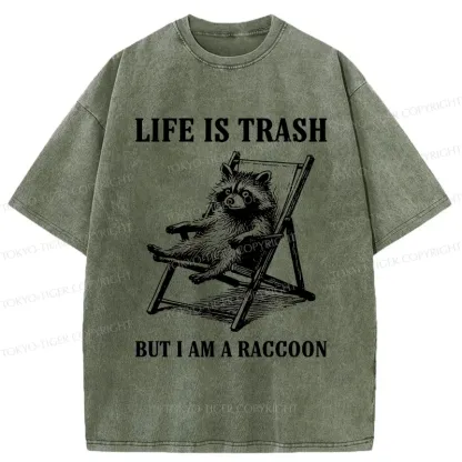 Tokyo-Tiger Raccoons Love Trash Washed T-Shirt