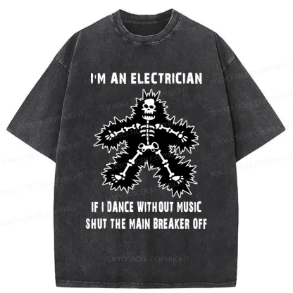 Tokyo-Tiger Electric Dance Funny Washed T-Shirt
