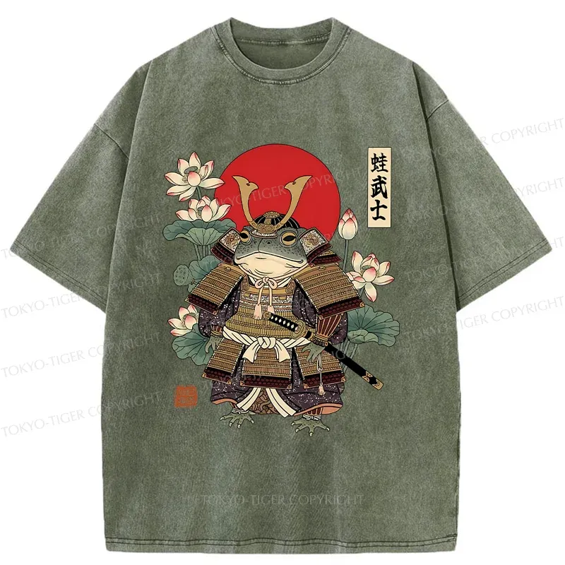 Tokyo-Tiger Traditional Frog Samurai Washed T-Shirt