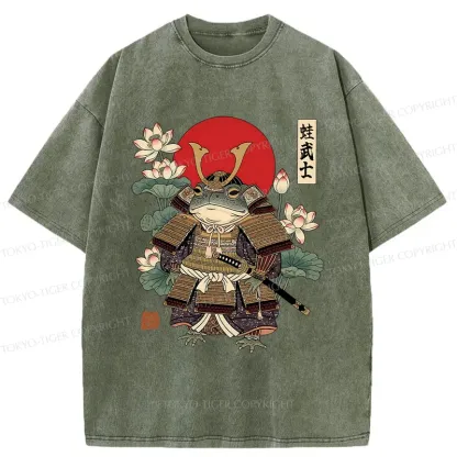 Tokyo-Tiger Traditional Frog Samurai Washed T-Shirt