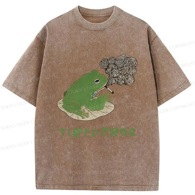 Tokyo-Tiger Tired Japanese Frog Washed T-Shirt
