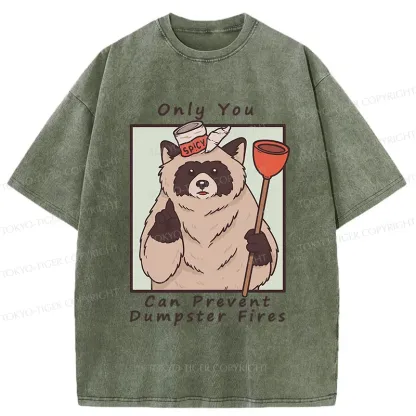 Tokyo-Tiger Raccoon Fire Fighting Washed T-Shirt