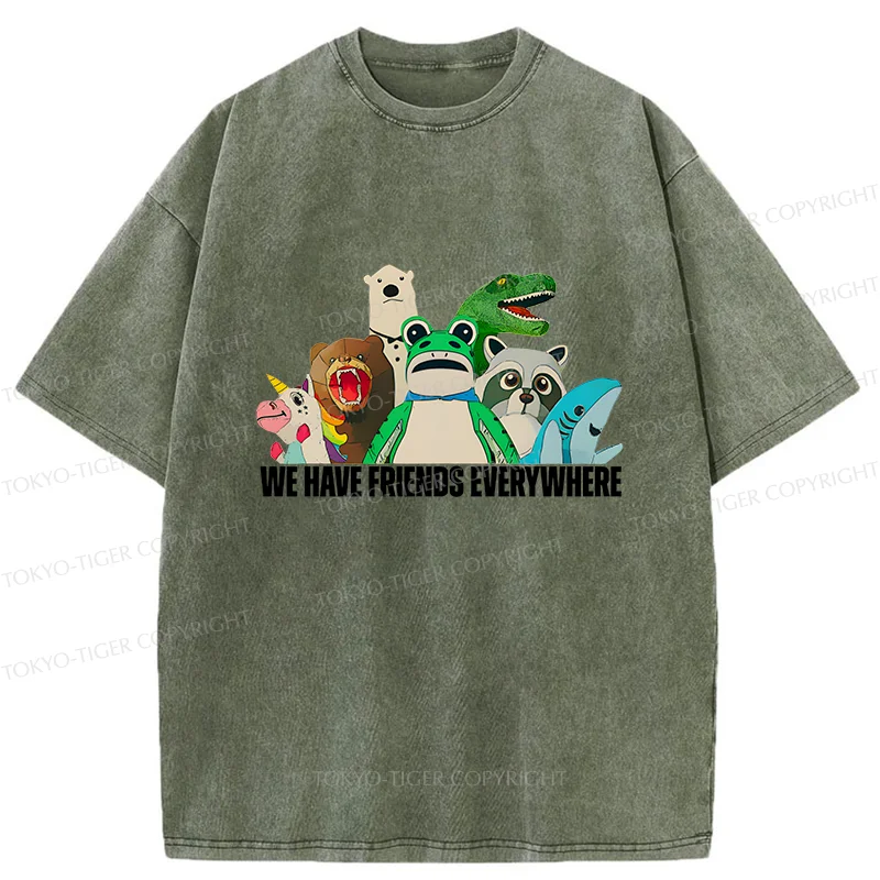 Tokyo-Tiger Frog Doll Costume Washed T-Shirt