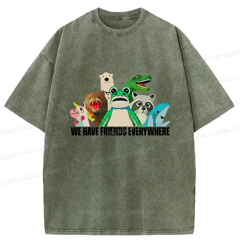 Tokyo-Tiger Frog Doll Costume Washed T-Shirt