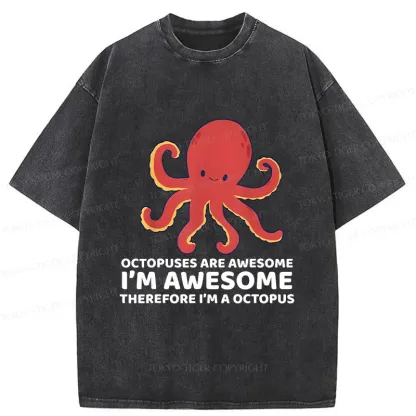 Tokyo-Tiger Handsome Octopus Washed T-Shirt