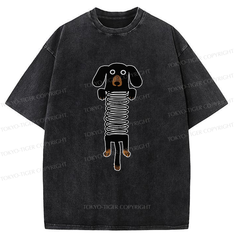 Tokyo-Tiger The Cute Spring Dachshund Washed T-Shirt