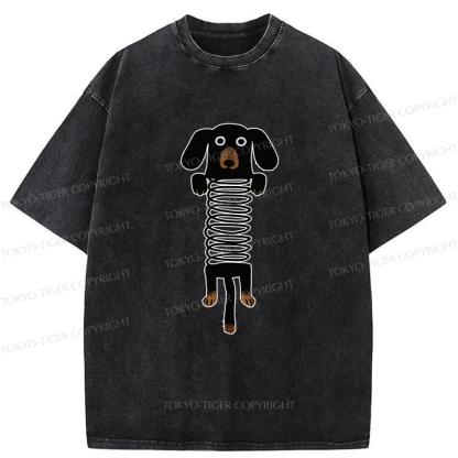 Tokyo-Tiger The Cute Spring Dachshund Washed T-Shirt
