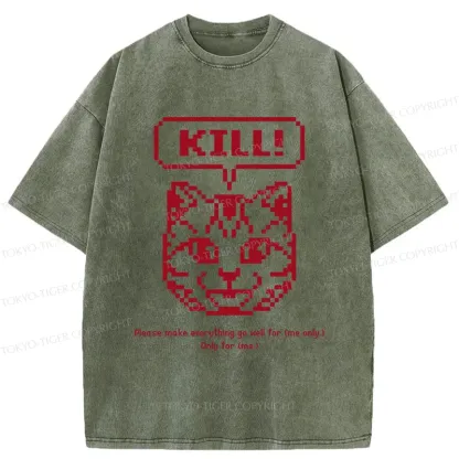 Tokyo-Tiger Killer Cat Prayer Washed T-Shirt