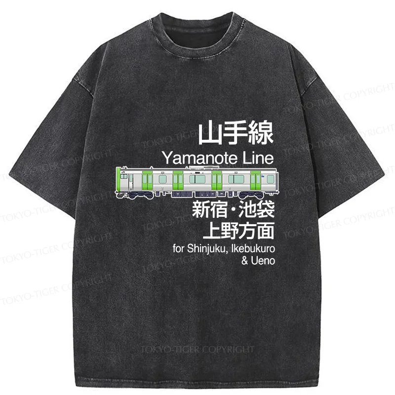 Tokyo-Tiger Yamanote Line Sign Japan Washed T-Shirt