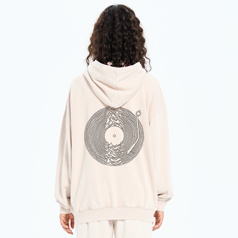 Tokyo-Tiger Record Player Japanese Washed Zip Hoodie