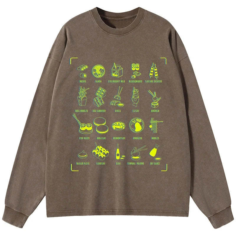 Tokyo-Tiger Tokyo Cuisine Washed Long Sleeve T-Shirt