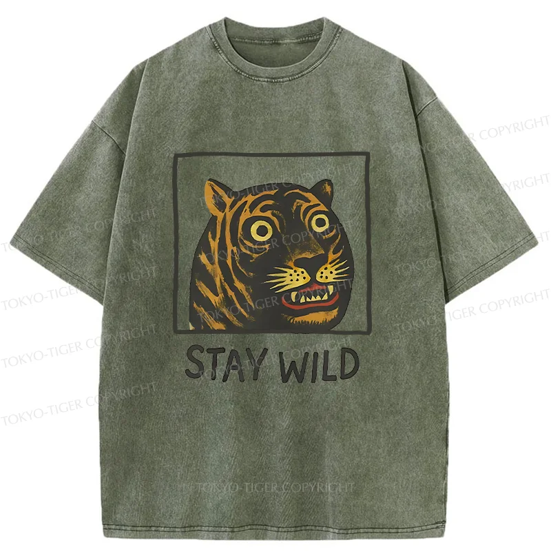 Tokyo-Tiger Silly And Cute Tiger Washed T-Shirt