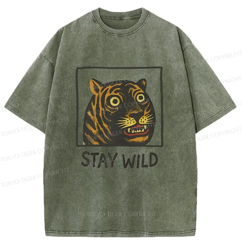 Tokyo-Tiger Silly And Cute Tiger Washed T-Shirt