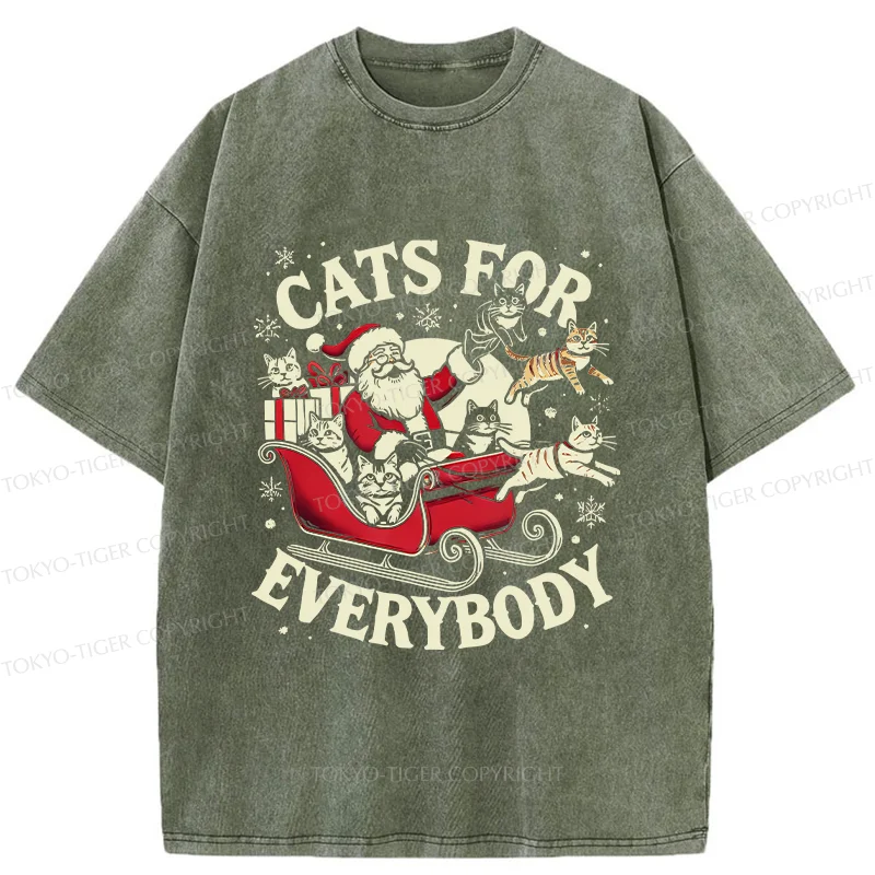 Tokyo-Tiger Santa Cat Lover Washed T-Shirt