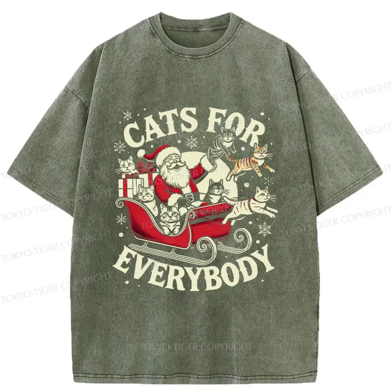 Tokyo-Tiger Santa Cat Lover Washed T-Shirt