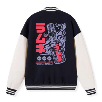 Tokyo-Tiger Ramune Print Japanese Embroidery Varsity Jacket