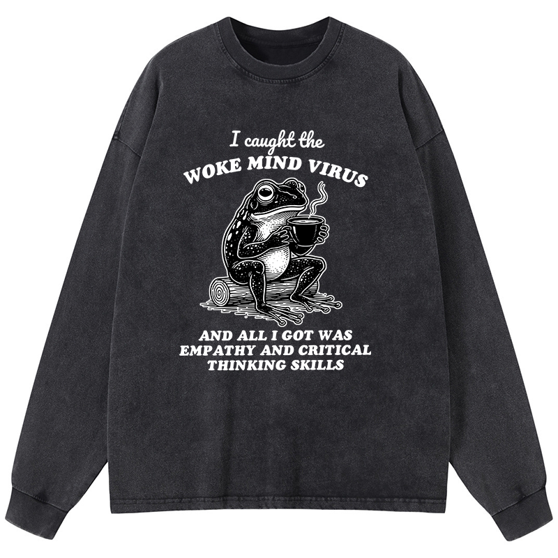 Tokyo-Tiger Awakened Thinking Virus Frog Washed Long Sleeve T-Shirt