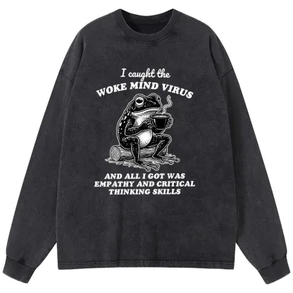 Tokyo-Tiger Awakened Thinking Virus Frog Washed Long Sleeve T-Shirt