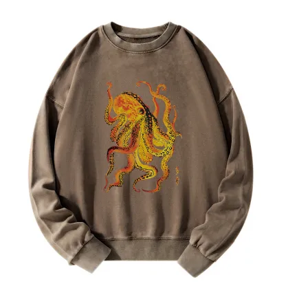 Tokyo-Tiger Deep Sea Gorgeous Octopus Washed Sweatshirt