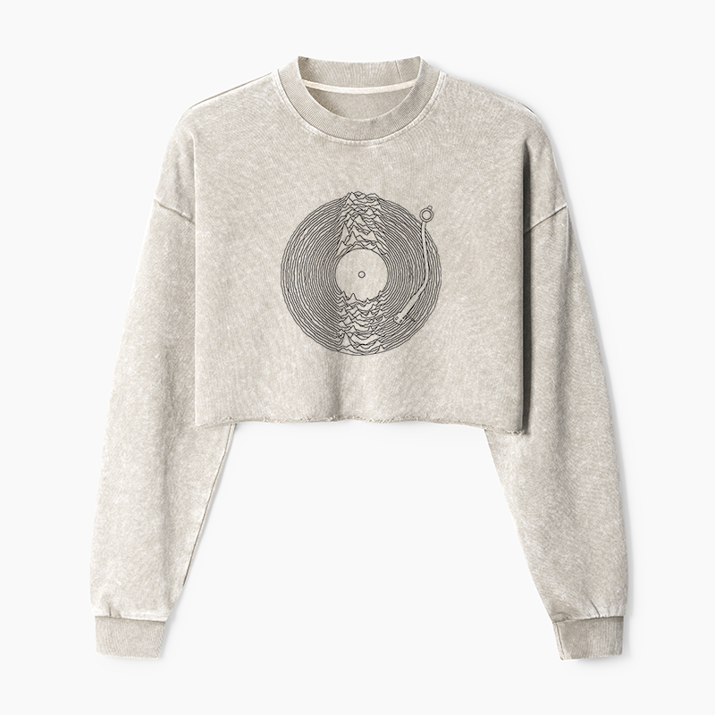 Tokyo-Tiger Record Player Japanese Washed Crop Sweatshirt
