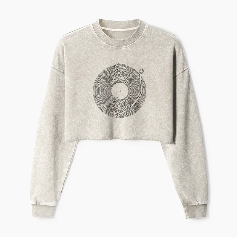 Tokyo-Tiger Record Player Japanese Washed Crop Sweatshirt