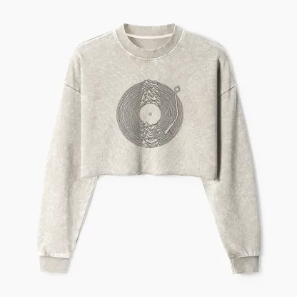 Tokyo-Tiger Record Player Japanese Washed Crop Sweatshirt