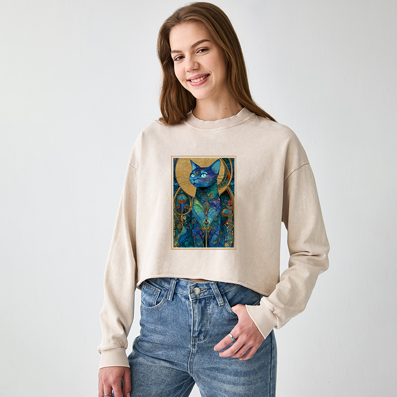 Tokyo-Tiger The Cat’s Plan To Rule Them All Washed Crop Sweatshirt