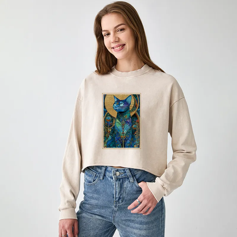 Tokyo-Tiger The Cat’s Plan To Rule Them All Washed Crop Sweatshirt