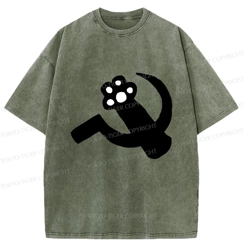 Tokyo-Tiger Funny Catism Washed T-Shirt Sale