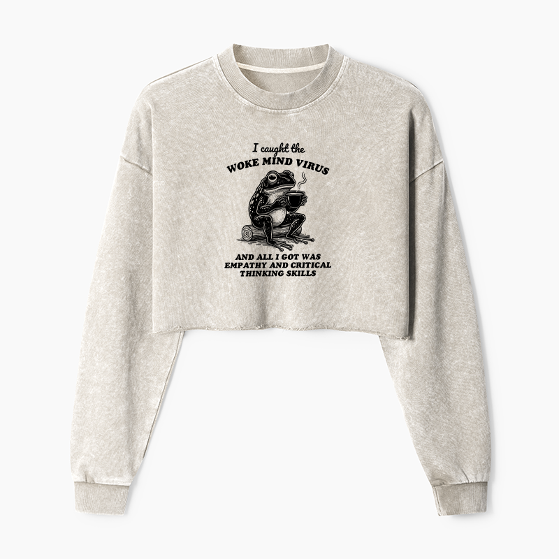 Tokyo-Tiger Awakened Thinking Virus Frog Washed Crop Sweatshirt