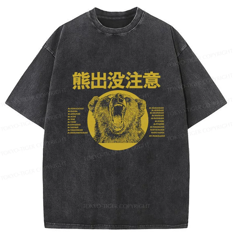 Tokyo-Tiger Be Aware Of Bears In Hokkaido Washed T-Shirt