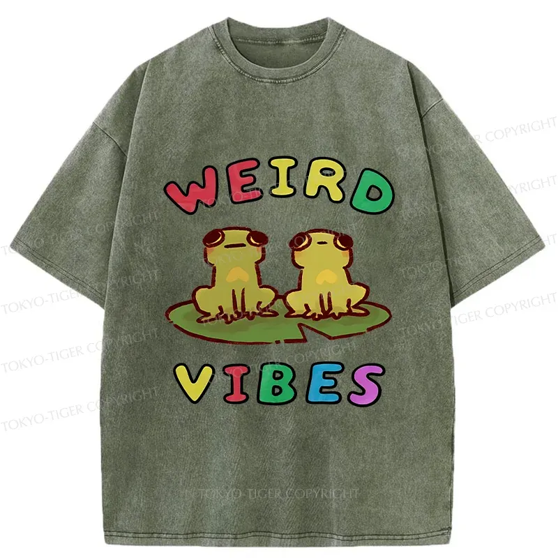 Tokyo-Tiger Weird Vibes Funny Washed T-Shirt