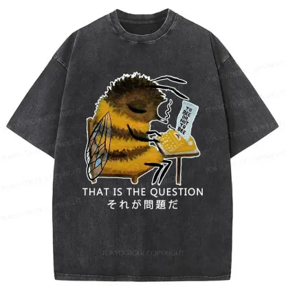 Tokyo-Tiger Bee Writer Funny Washed T-Shirt