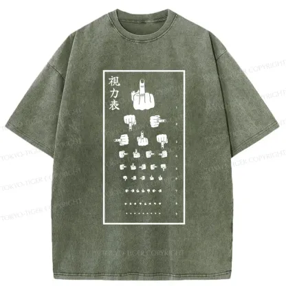 Tokyo-Tiger Taunting Eye Chart Washed T-Shirt