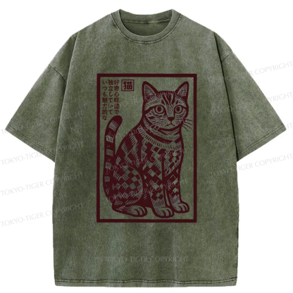 Tokyo-Tiger The Stamp Cat Washed T-Shirt