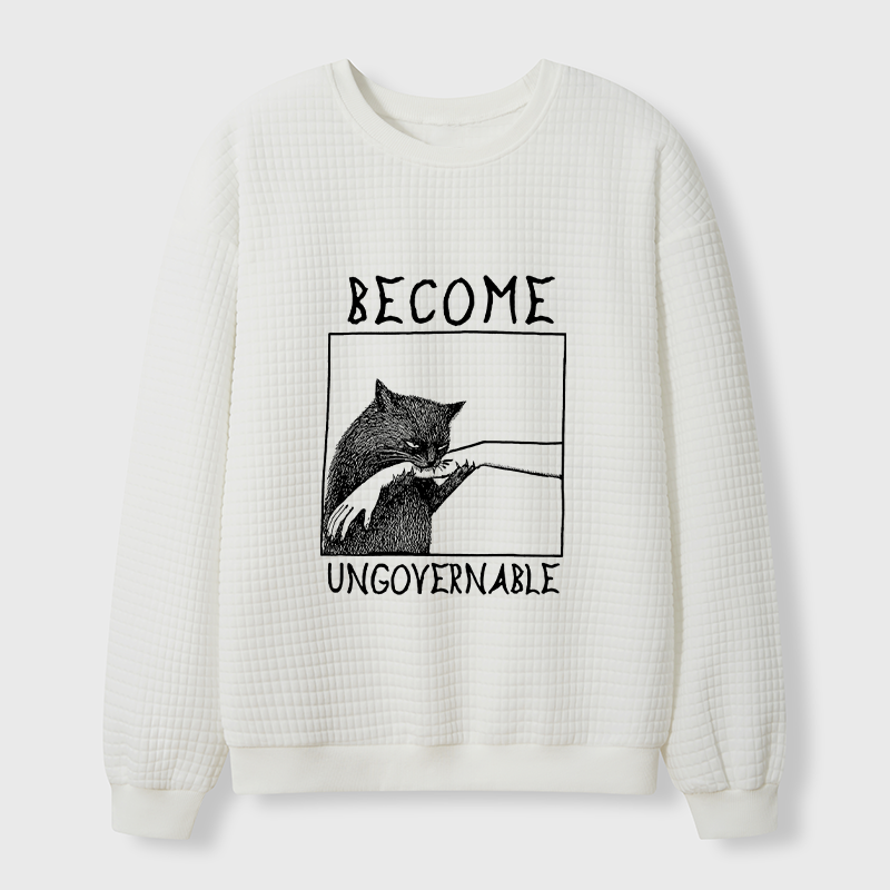 Tokyo-Tiger Cat Biting Arm Waffle Sweatshirt