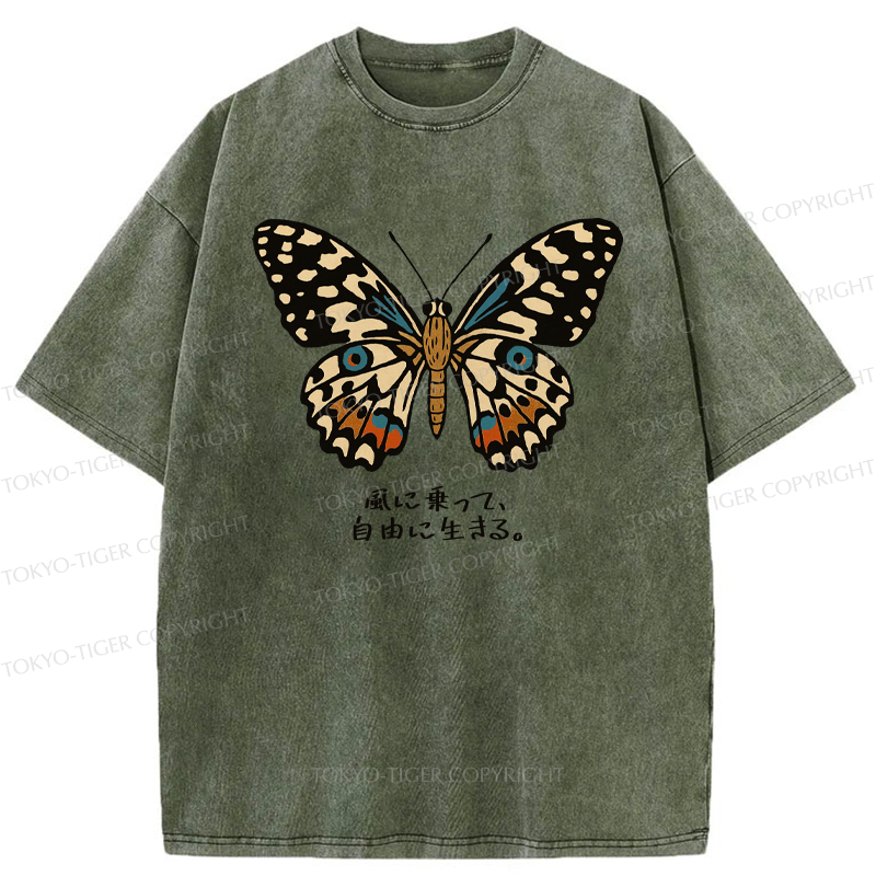 Tokyo-Tiger The Vintage Butterfly Washed T-Shirt