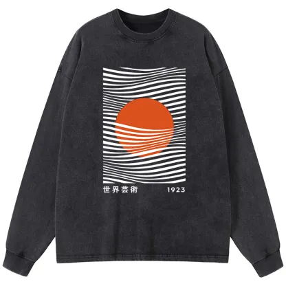 Tokyo-Tiger Minimalist Art Sun Washed Long Sleeve T-Shirt