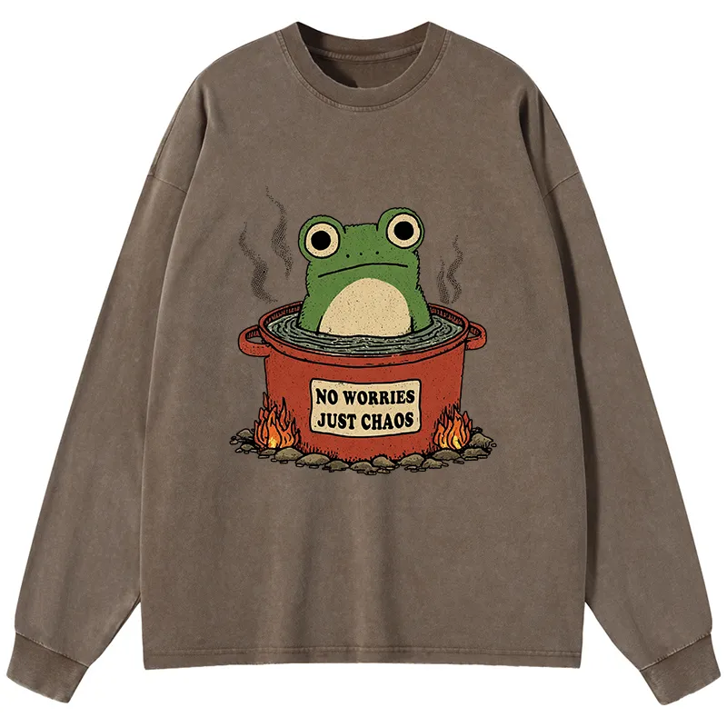 Tokyo-Tiger Frog：No Worries，Just Chaos Washed Long Sleeve T-Shirt