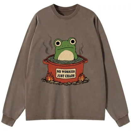 Tokyo-Tiger Frog：No Worries，Just Chaos Washed Long Sleeve T-Shirt