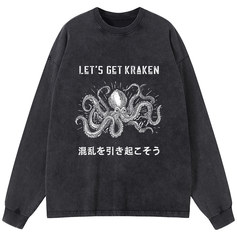 Tokyo-Tiger Funny Octopus：Let’s Get Kraken Washed Long Sleeve T-Shirt