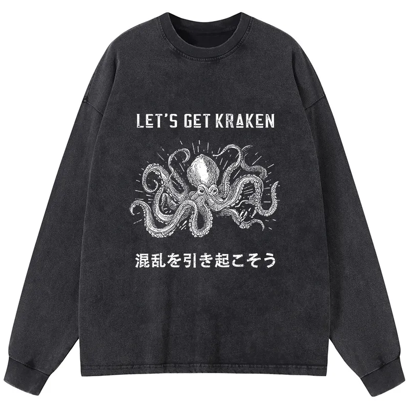 Tokyo-Tiger Funny Octopus：Let’s Get Kraken Washed Long Sleeve T-Shirt
