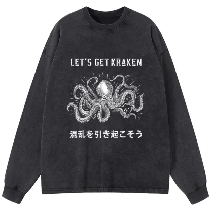 Tokyo-Tiger Funny Octopus：Let’s Get Kraken Washed Long Sleeve T-Shirt
