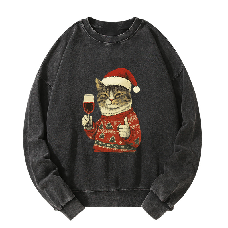 Tokyo-Tiger Christmas Cat Likes Washed Sweatshirt